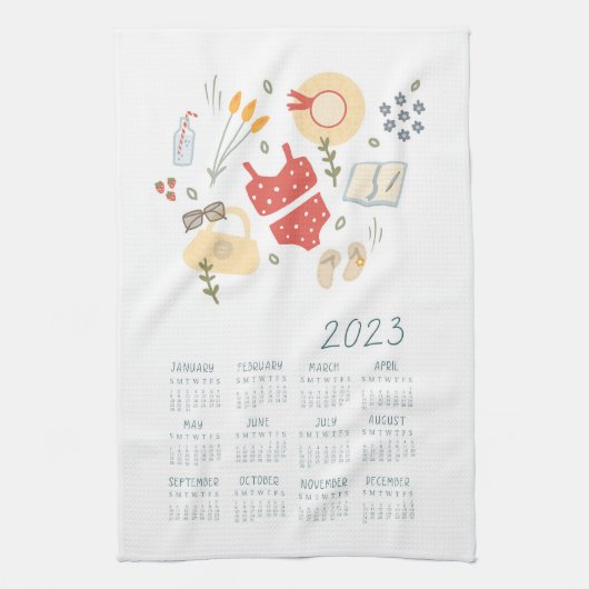 2023 Tea Towel Calendar Spring Picnic Food Theedoek (Verticaal)