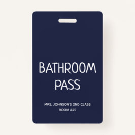 2023 Terug naar School Badkamer Hall Pass Badge