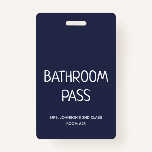 2023 Terug naar School Badkamer Hall Pass Badge (Voorkant)