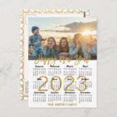 2023 Tijdelijk Glitter-script - Moderne gouden fot Briefkaart (Voorkant / Achterkant)