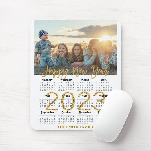 2023 Tijdelijk Glitter-script - Moderne gouden fot Muismat (Met muis)