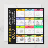 2023 Tijdelijk modern Gold-script voor zwart bedri Feestdagenkaart (Voorkant)