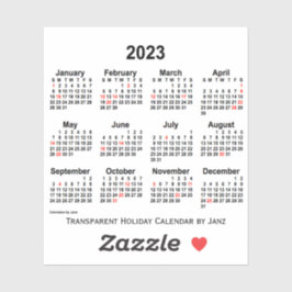 2023 Transparante feestagenda van Janz Sticker