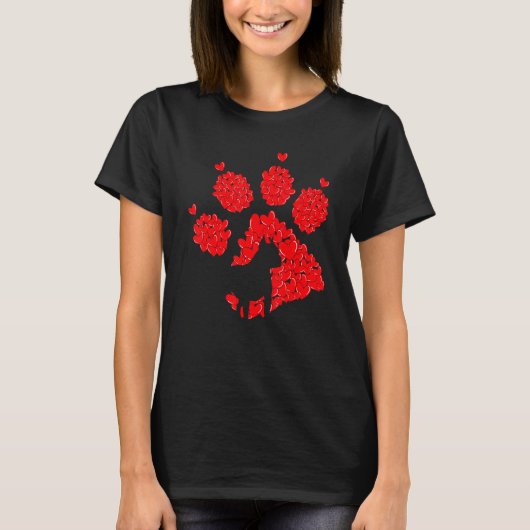 2023 Valentines Day Pit Bull Dog Puppy Paw Print H T-shirt (Voorkant)