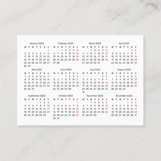 2023 Visitekaartje voor speciale acties - Maandag (Achterkant)