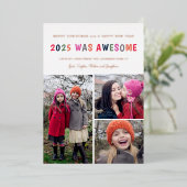 2023 was geweldige veelkleurige kerst 3 Foto Folie Feestdagenkaart (Staand Voorkant)