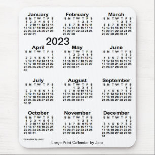 2023 White Large Print Calendar van Janz Muismat