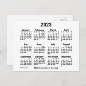 2023 White Mini Calendar van Janz Briefkaart (Voorkant / Achterkant)