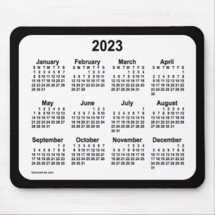 2023 White on Black Calendar van Janz Two Tone Muismat