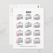 2023 Witte 52 Week ISO-kalender van Janz-ansichtka Briefkaart (Voorkant / Achterkant)