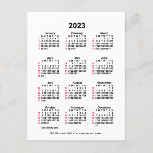 2023 Witte 52 Week ISO-kalender van Janz Postcard Briefkaart
