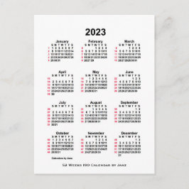 2023 Witte 52 Week ISO-kalender van Janz Postcard Briefkaart