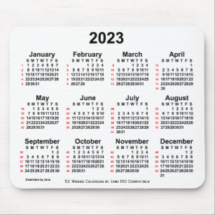 2023 Witte 52 weken ISO-kalender door Janz Muismat