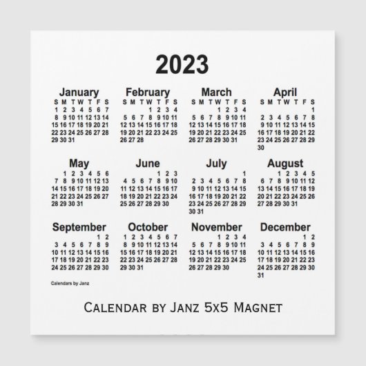 2023 Witte Agenda van Janz 5x5 Magnet (Voorkant)