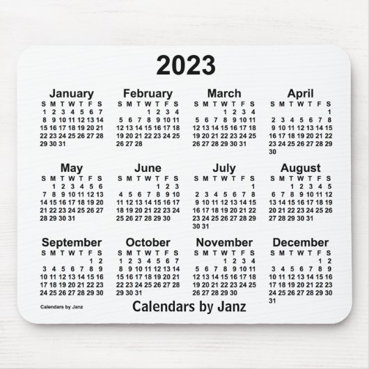 2023 Witte kalender van Janz Muismat (Voorkant)