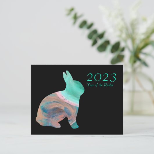 2023 Year of the Rabbit Chinese Zodiac by Janz Feestdagenkaart (Staand voorkant)