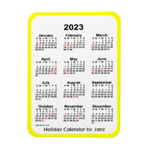 2023 Yellow Holiday Calendar door Janz Magnet Magneet