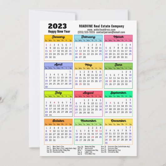2023 Zakelijke Kalender Modern Grijs Zwart Foto Feestdagenkaart (Voorkant)