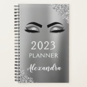 2023 Zilver Glitter Glamour Wimpers Planner (Voorkant)
