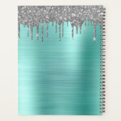 2023 Zilveren Turquoise Aqua Blauwe Glitter Monogr Planner (Achterkant)
