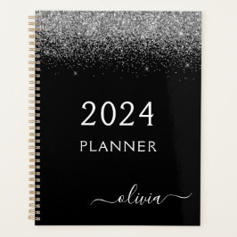 2023 Zilveren Zwarte Glitter Glam Monogram Planner