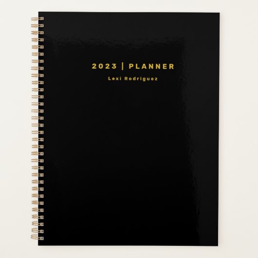 2023 Zwart en Goud Maandelijks/Weekelijks Niet-Ged Planner (Voorkant)