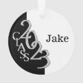 2023 Zwart en Zilveren Klasse Afstudeerder Foto Ornament (achterkant)