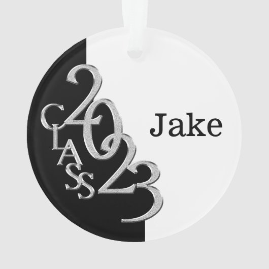 2023 Zwart en Zilveren Klasse Afstudeerder Foto Ornament (achterkant)