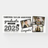 2023 Zwarte Schets Drie Foto Collage Afstudeerder  Spandoek (Horizontaal)