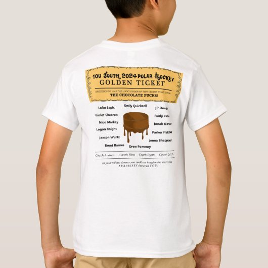 2024 10U Zuid Chocolade Pucks Kinder Tshirt - Rond (Achterkant)