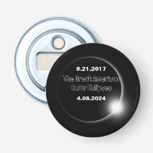 2024 & 2017 Dubbel Gedateerde Zonsverduistering Button Flesopener