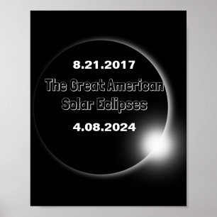 2024 & 2017 Dubbel Gedateerde Zonsverduistering Poster