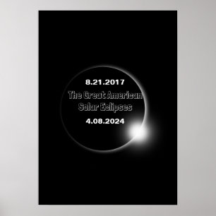 2024 & 2017 Dubbel Gedateerde Zonsverduistering Poster