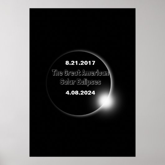 2024 & 2017 Dubbel Gedateerde Zonsverduistering Poster (Voorkant)