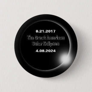 2024 & 2017 Dubbel Gedateerde Zonsverduistering Ronde Button 5,7 Cm