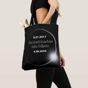 2024 & 2017 Dubbel Gedateerde Zonsverduistering Tote Bag