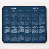 2024-2025 2 jaar Kalender Eenvoudig Blauw US Feest Muismat (Voorkant)