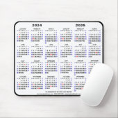 2024-2025 2 Jaar Kalender Zwart Custom Naam eenvou Muismat (Met muis)