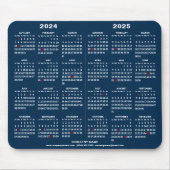 2024 - 2025 2 jaarkalender Modern Blauw Bedrijf Muismat (Voorkant)