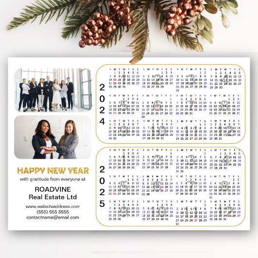 2024 2025 Calendar Gold Corporate 2 Photo Magnetic