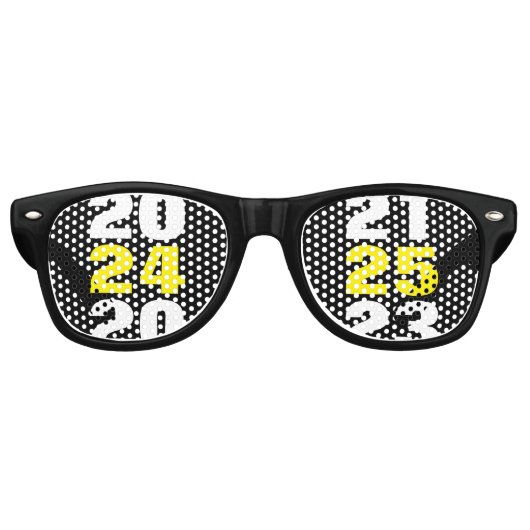 2024 2025 feesttinten voor oudejaarsfeest retro zonnebril (Voorkant)