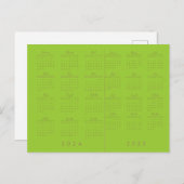 2024/2025 Geelgroene kalender met groot lettertype Briefkaart (Voorkant / Achterkant)