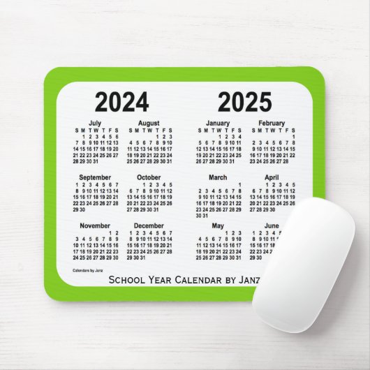 2024-2025 Gele groene schoolagenda van Janz Muismat (Met muis)