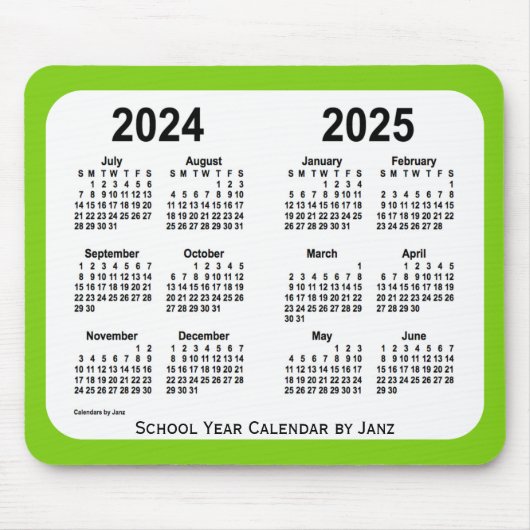 2024-2025 Gele groene schoolagenda van Janz Muismat (Voorkant)