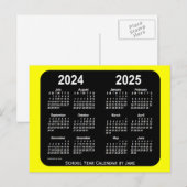 2024-2025 Gele Neon School Agenda van Janz Briefkaart (Voorkant / Achterkant)