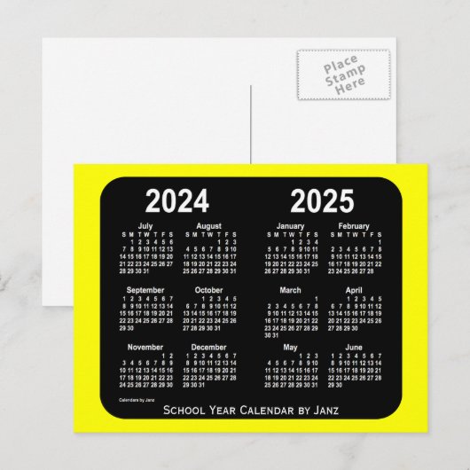 2024-2025 Gele Neon School Agenda van Janz Briefkaart (Voorkant / Achterkant)