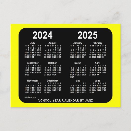 2024-2025 Gele Neon School Agenda van Janz Briefkaart (Voorkant)