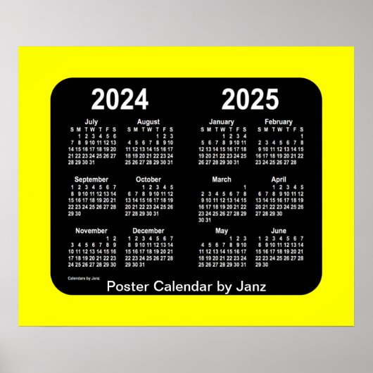 2024-2025 Gele Neon School Agenda van Janz Poster (Voorkant)