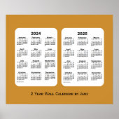 2024-2025 Gold 2 Year Wall Calendar van Janz Poster (Voorkant)