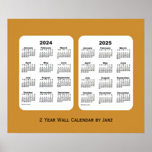 2024-2025 Gold 2 Year Wall Calendar van Janz Poster